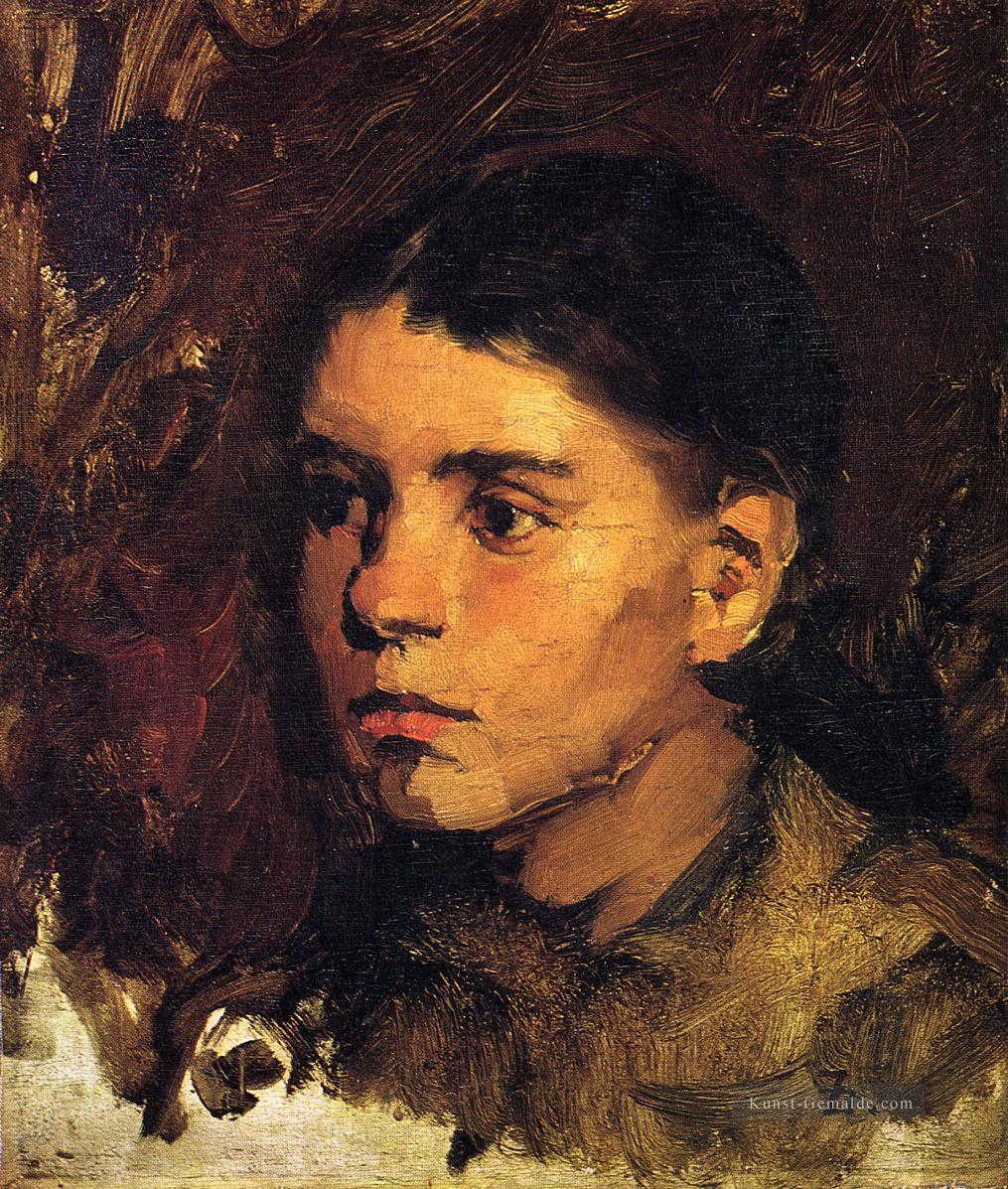 Kopf eines jungen Mädchens Porträt Frank Duveneck Ölgemälde
